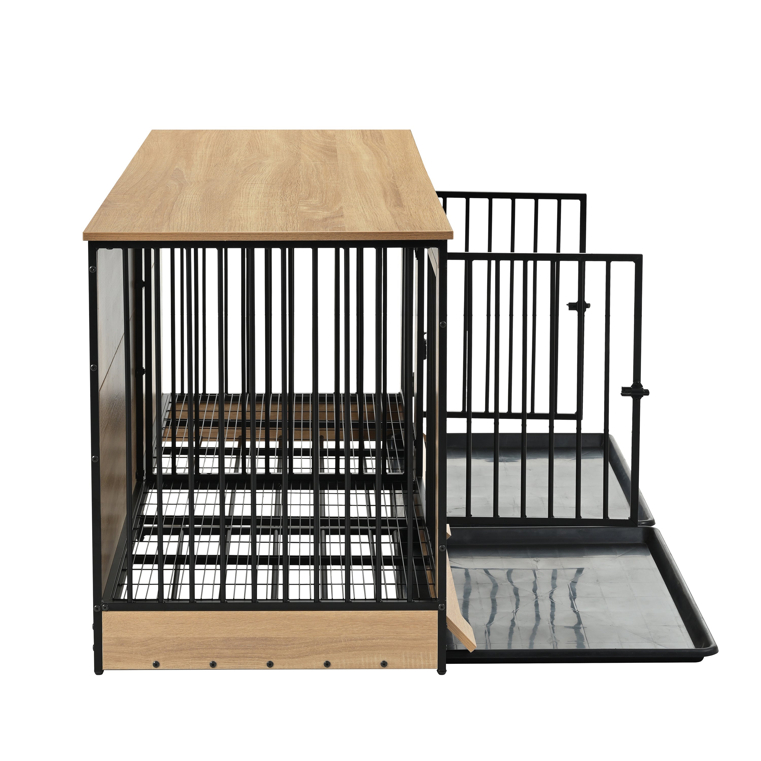 XL Double Dog Crate Furniture – Wooden Dog Kennel with Two