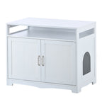 Hidden Cat Litter Box Furniture with Storage Bench , Wooden Pet House