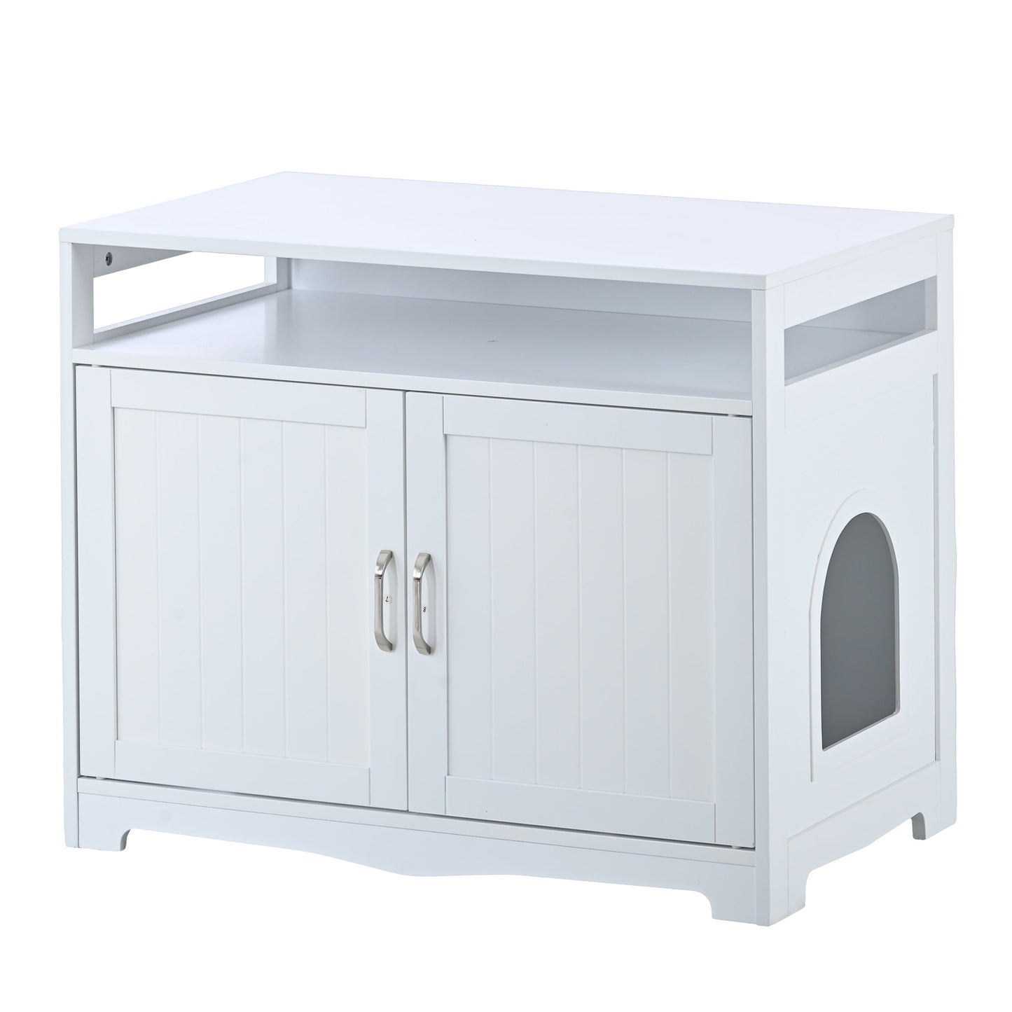 Hidden Cat Litter Box Furniture with Storage Bench , Wooden Pet House