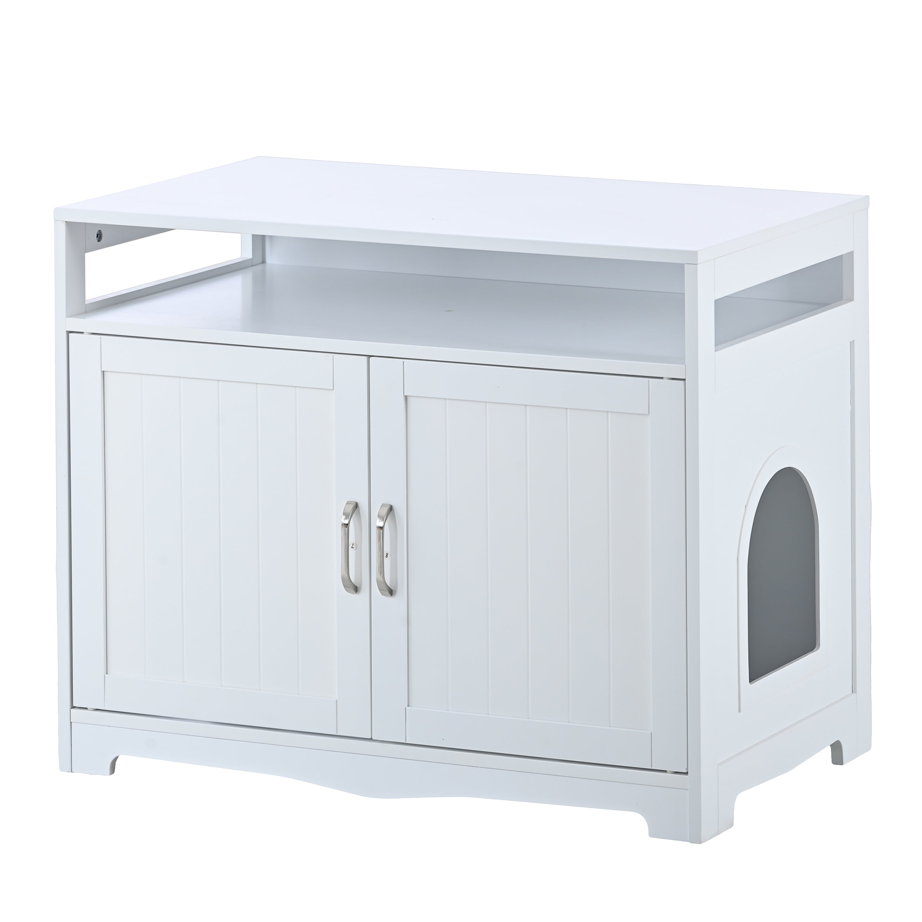 Hidden Cat Litter Box Furniture with Storage Bench , Wooden Pet House