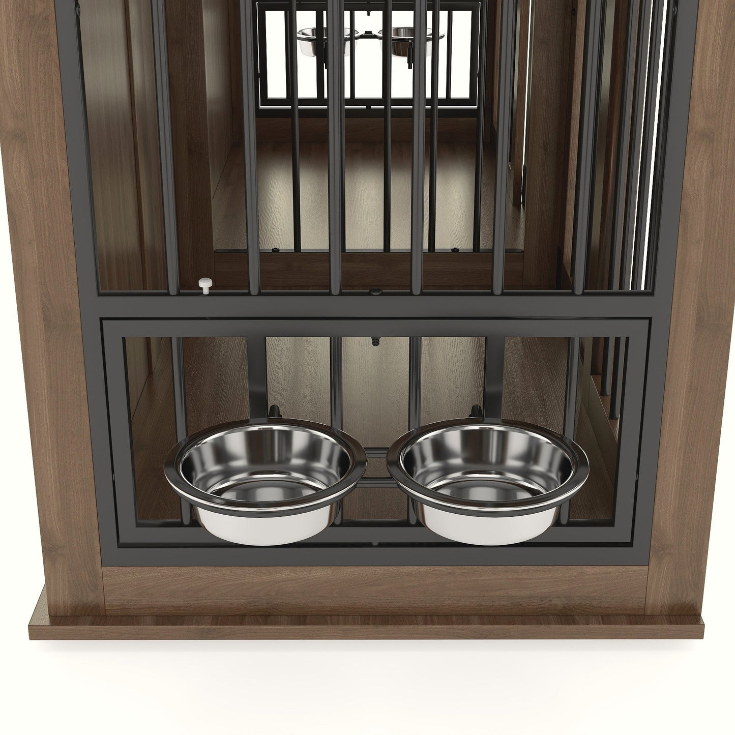 71" Double Dog Crate Furniture with Fluted Drawers – Large Wooden Dog