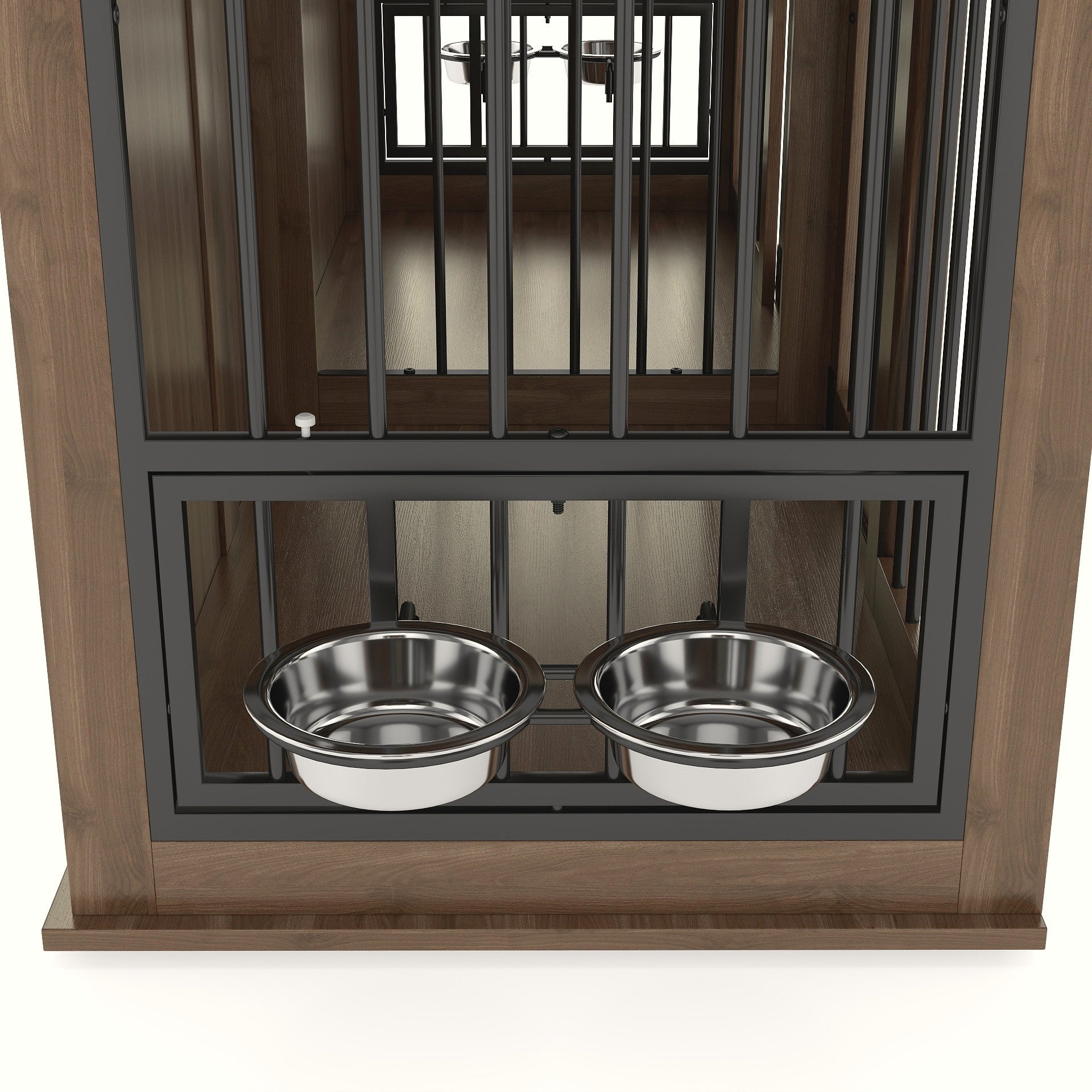 71" Double Dog Crate Furniture with Fluted Drawers – Large Wooden Dog