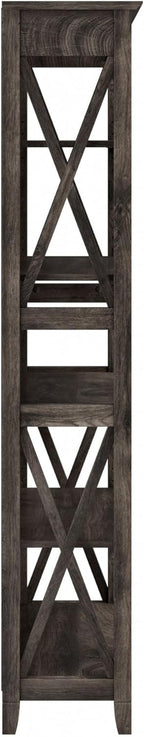 Bush Furniture Tall 5 Shelf Bookcase Dark Gray Hickory