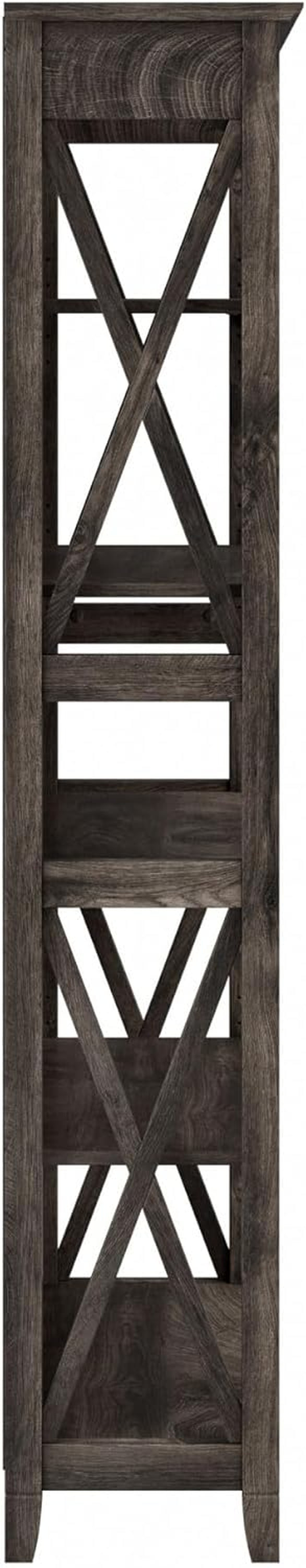 Bush Furniture Tall 5 Shelf Bookcase Dark Gray Hickory