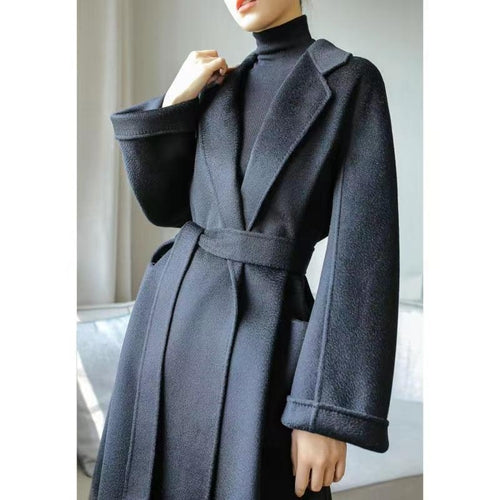 Women's Fashion Double-Sided Cashmere Water Ripple Coat – Luxury &