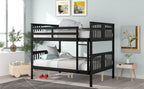 Full over Full Bunk Bed with Ladder for Bedroom, Guest Room Furniture