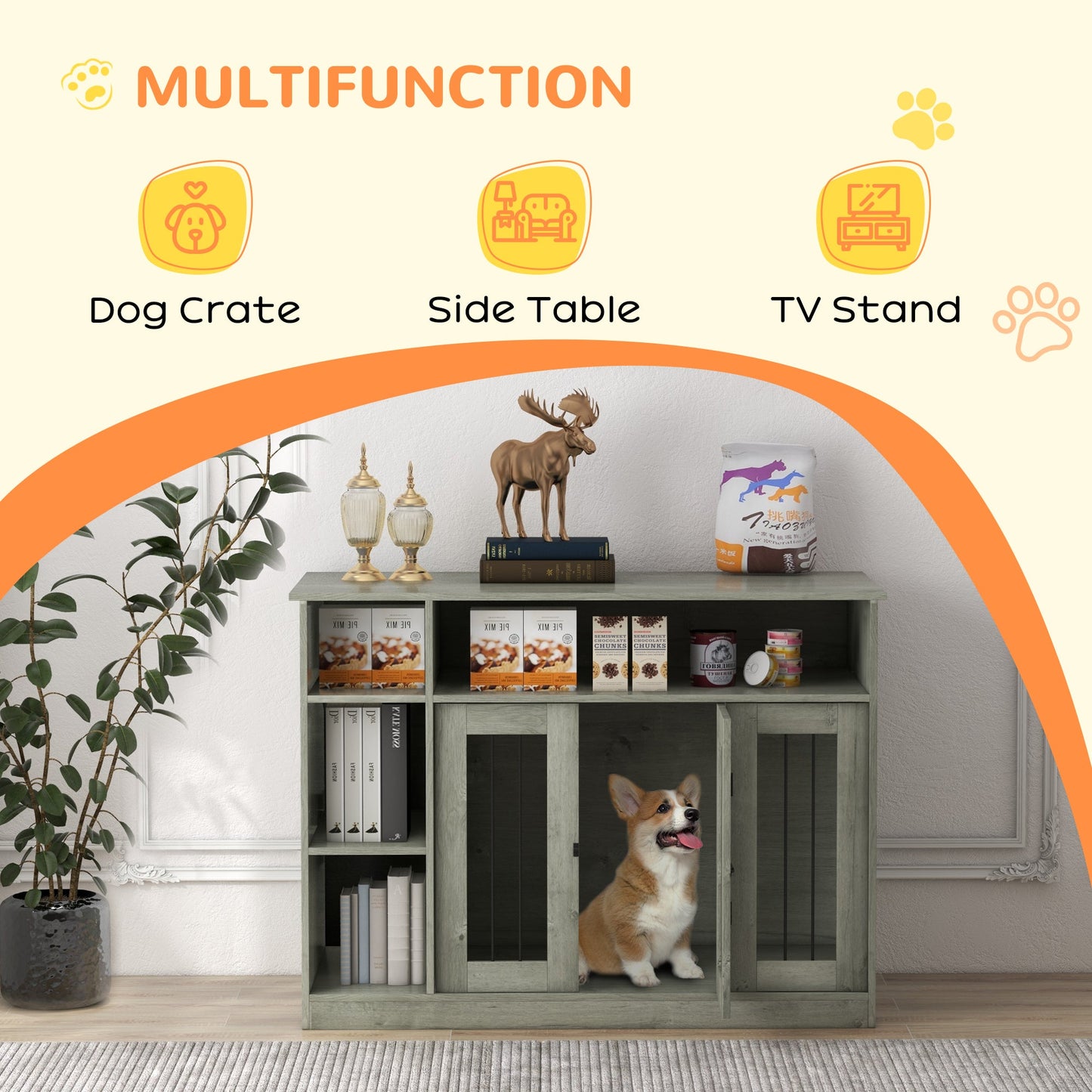 47" Dog Crate Furniture with Storage