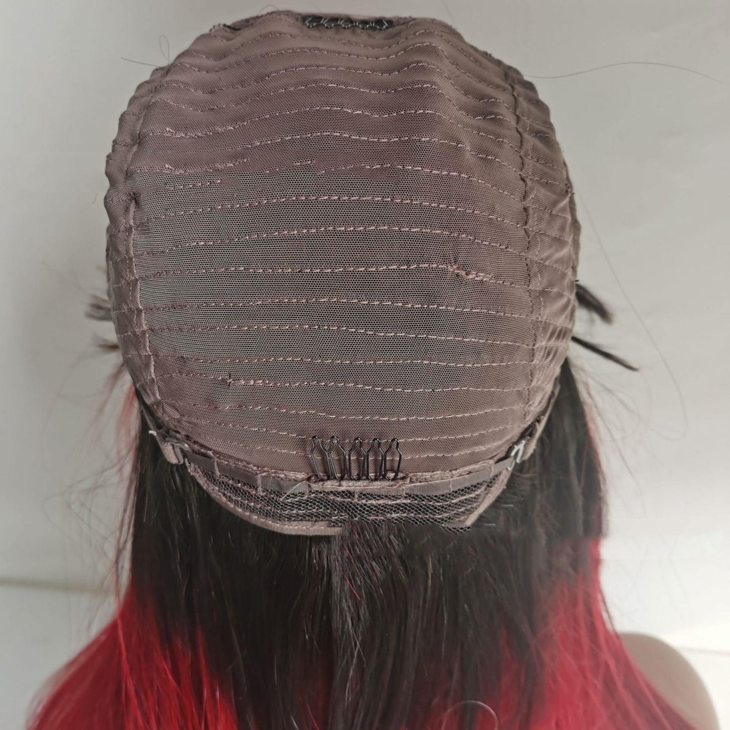 - LuxeFlow Hair Real Human Hair Wig - DARK/RED