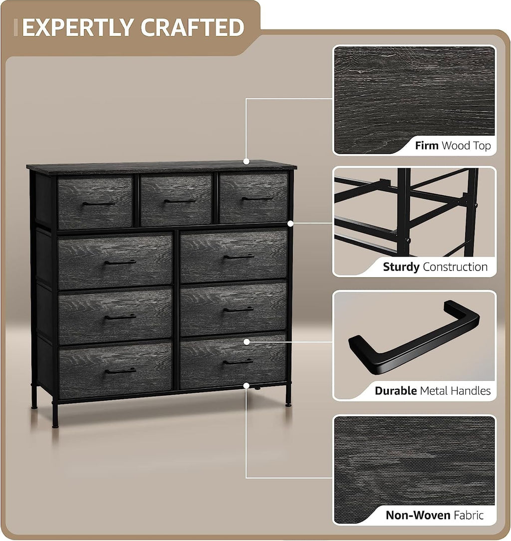 Faux Wood Dresser 9 Drawers For Bedroom Furniture Storage