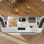 44.6" Corner Dog Crate Furniture with Fluted Drawer – MDF Wooden Dog