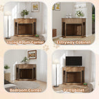 44.6" Corner Dog Crate Furniture with Fluted Drawer – MDF Wooden Dog
