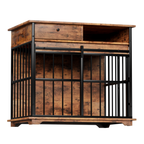 Modern Wooden Dog Crate Furniture with Tray, Large Indoor Pet Kennel