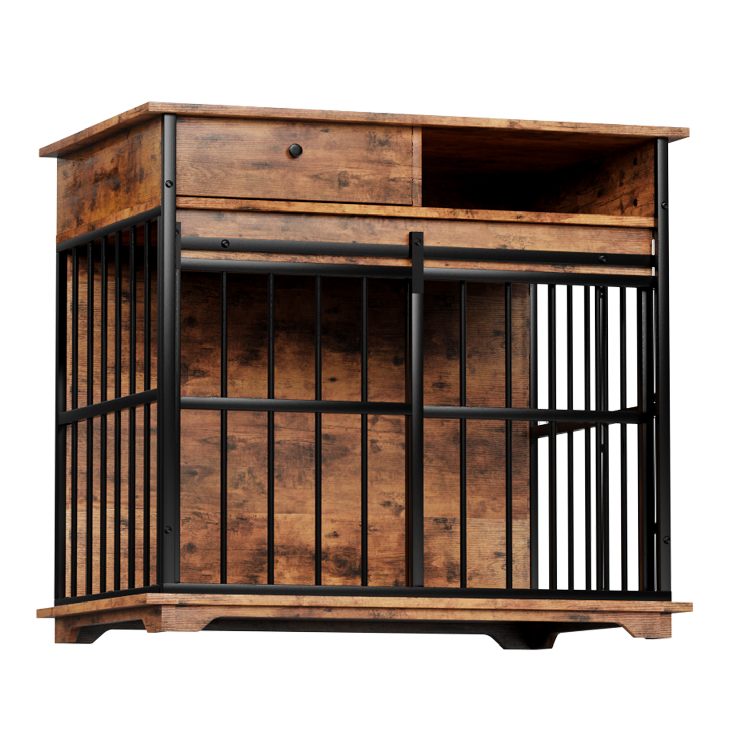 Modern Wooden Dog Crate Furniture with Tray, Large Indoor Pet Kennel