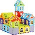 Colorful Interlocking Building Block Houses