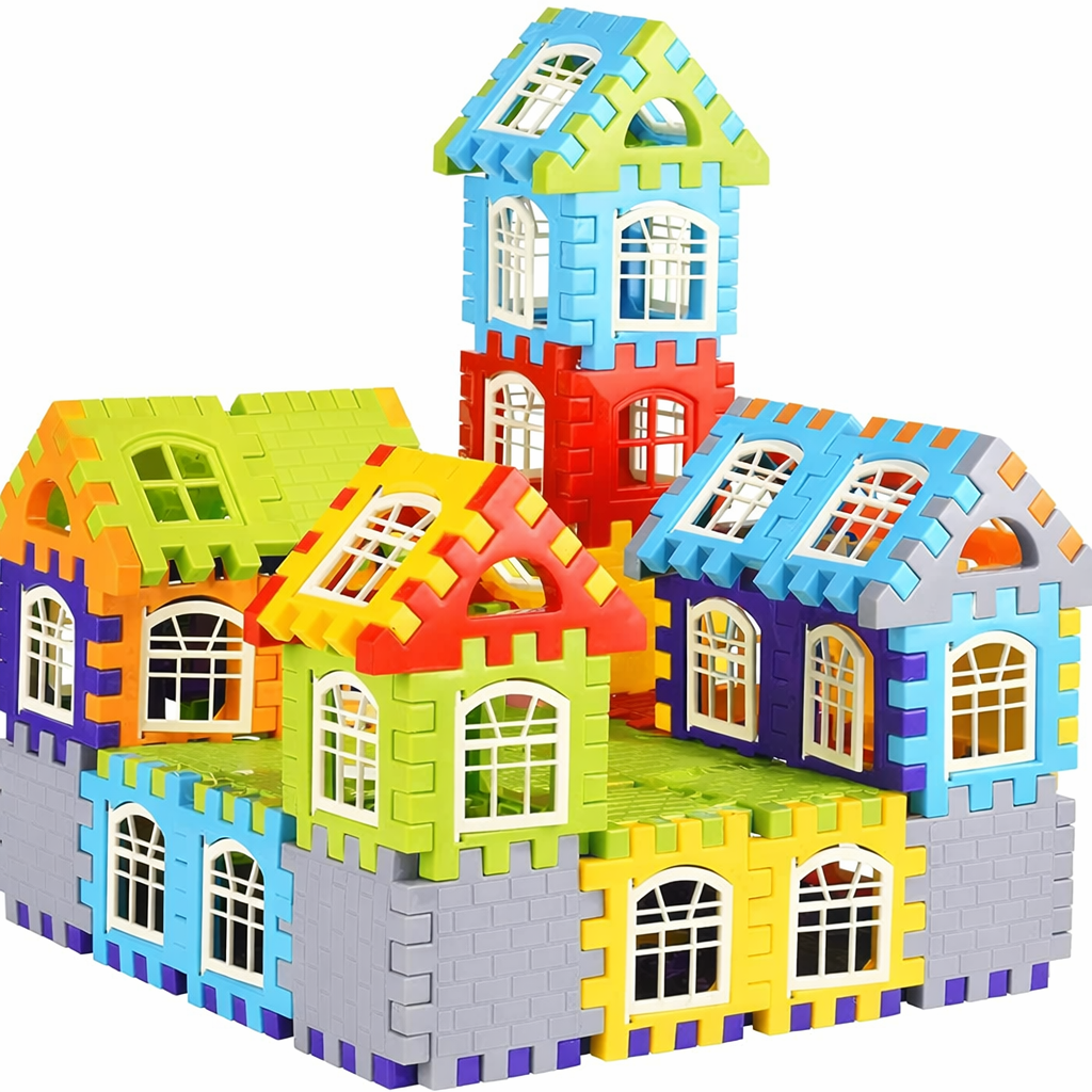 Colorful Interlocking Building Block Houses