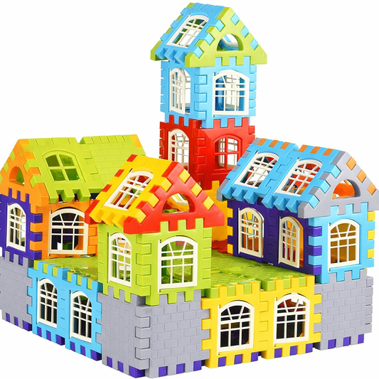 Colorful Interlocking Building Block Houses