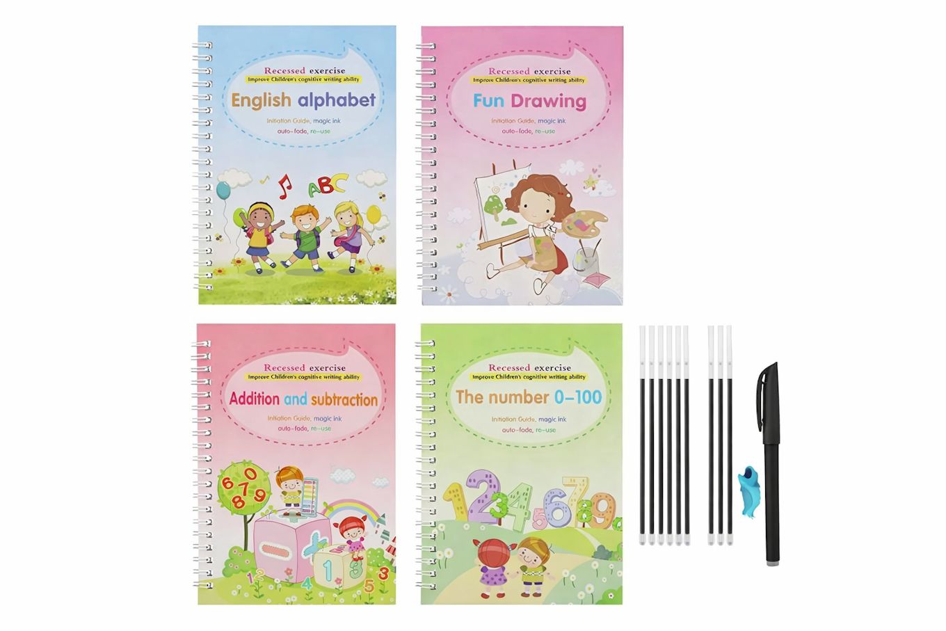 4Pcs Magic Practice Books with Pen Set