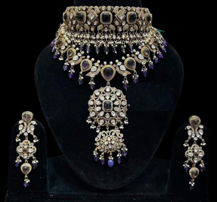 Alloy Gold-plated Purple Jewel Set