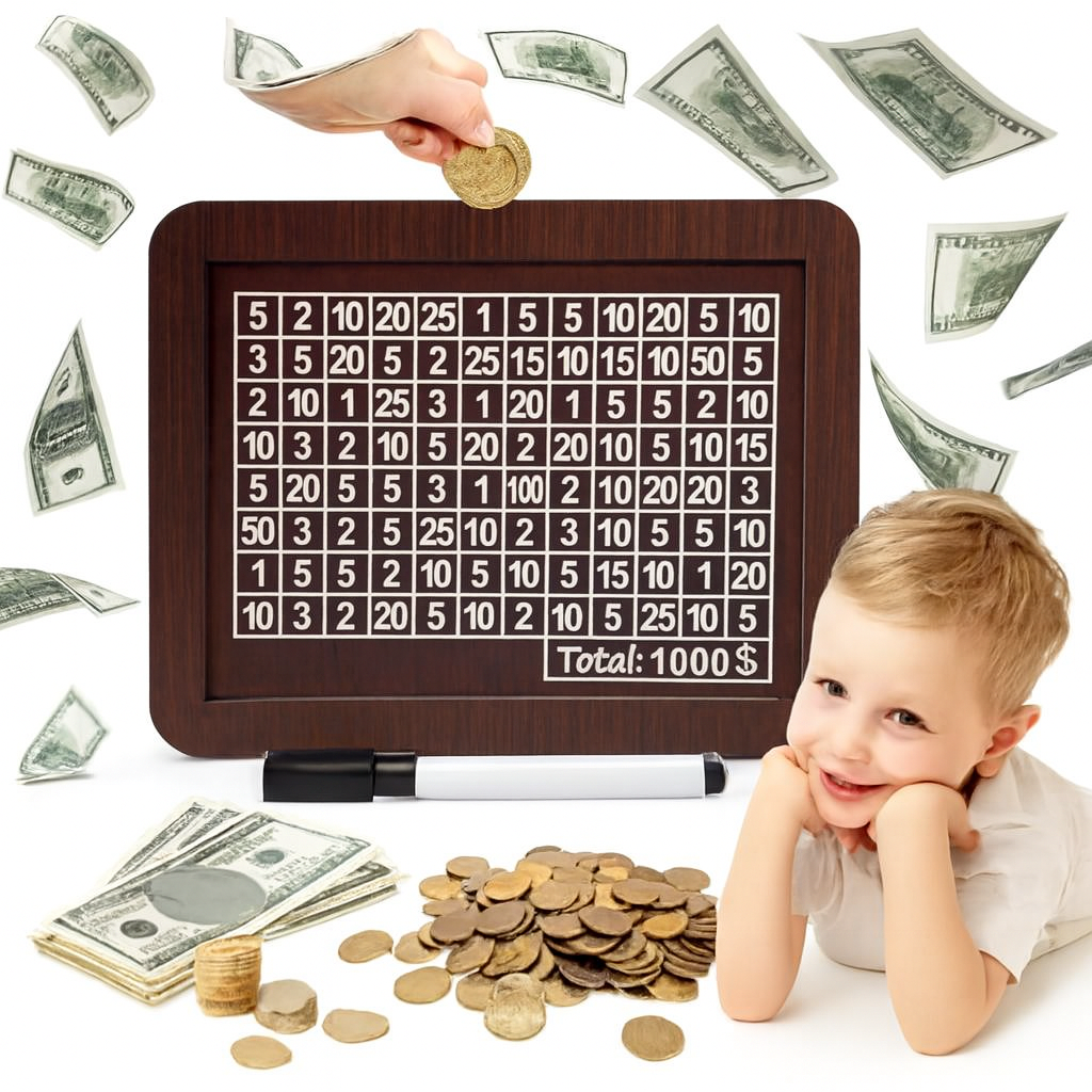 Kids Money Learning Chart – Educational Poster with Coins, Bills &