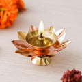 Golden Lotus Brass Diya for Home Pooja