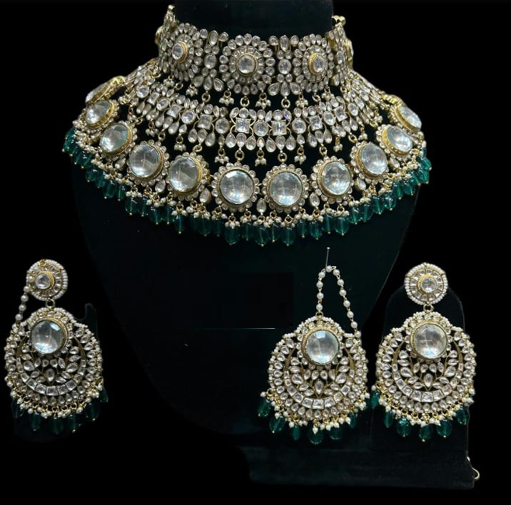 Alloy Gold-plated Green Jewel Set