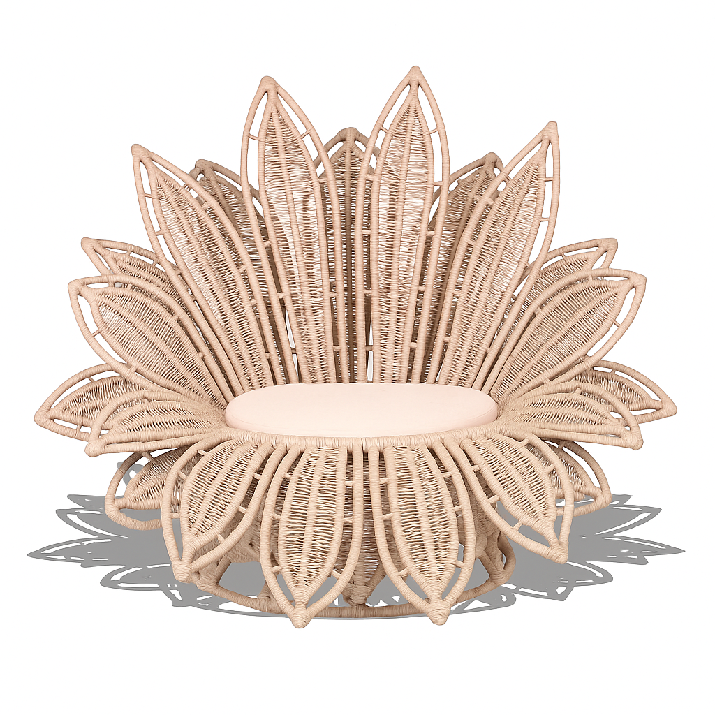 R M BAREILLY Furniture House Bali Barrel Rattan Lounge Chair