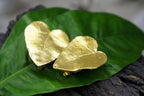 Ivy Leaf Earrings: Heart Shape Botanical Jewelry (Gold Plated Silver)