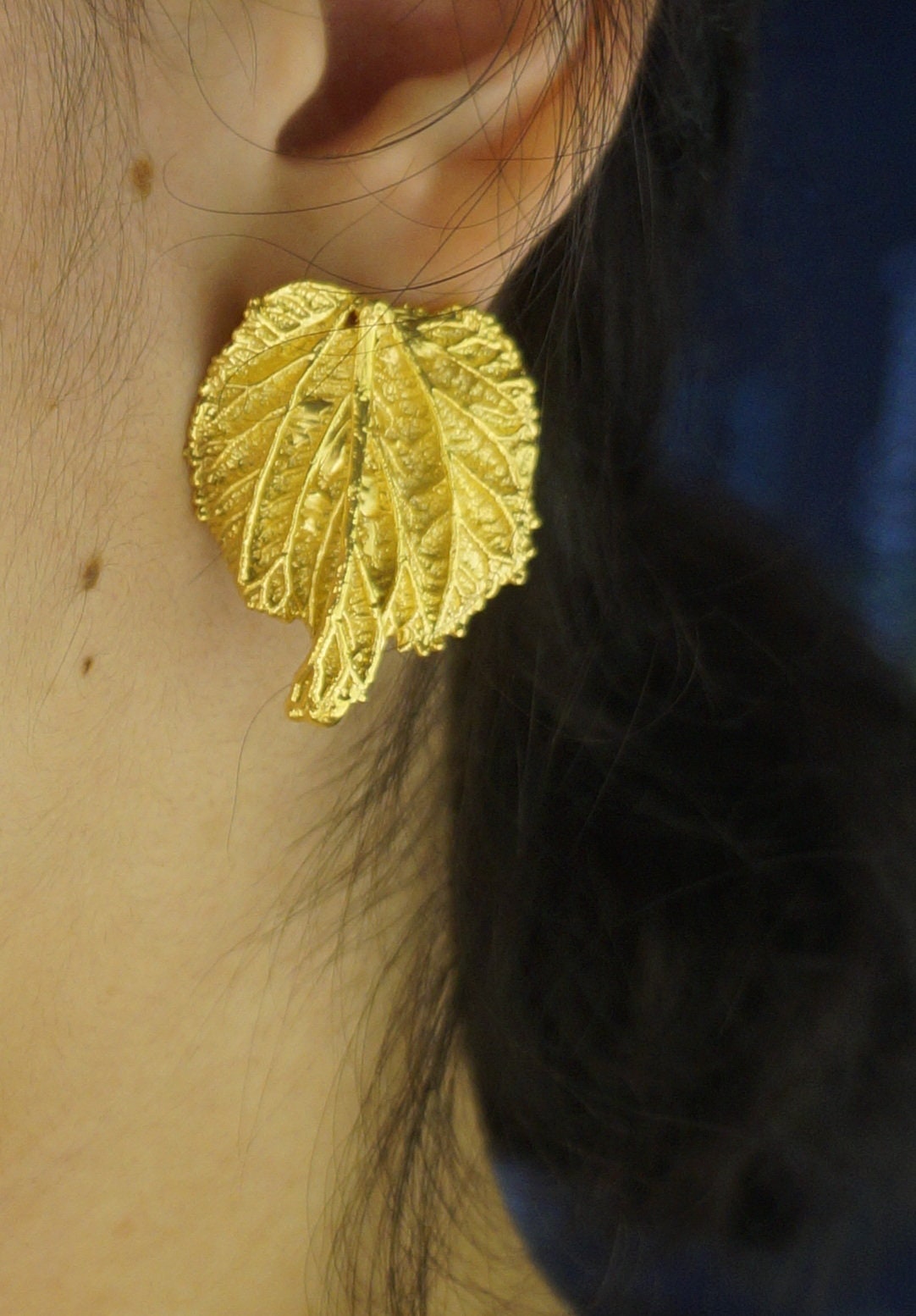 Mulberry Leaf Earrings - Handmade Recycled Silver Statement Jewelry