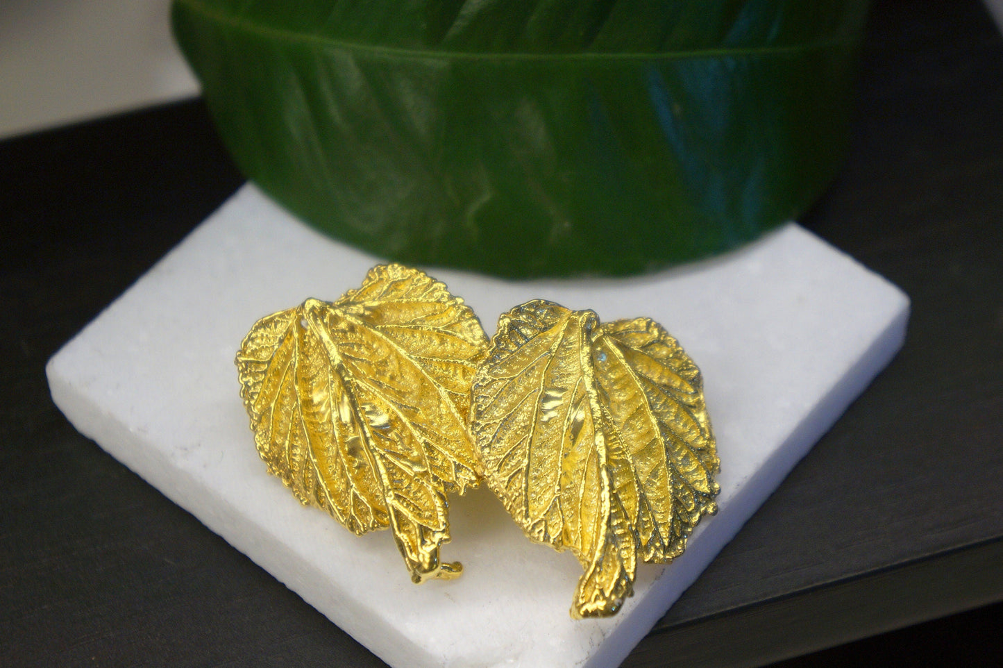 Mulberry Leaf Earrings - Handmade Recycled Silver Statement Jewelry