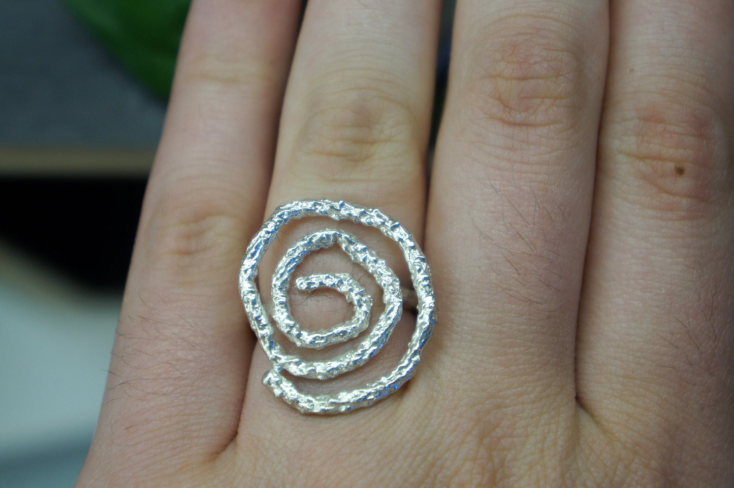 Pine Twig Sterling Silver Ring - Minimalist Nature Jewelry