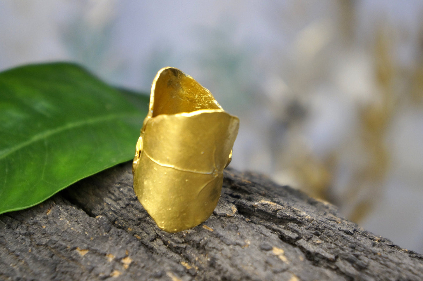 Ivy Leaf Statement Ring - Handmade Adjustable Silver Jewelry