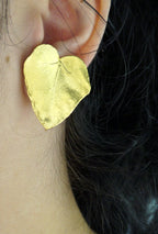 Ivy Leaf Earrings: Heart Shape Botanical Jewelry (Gold Plated Silver)