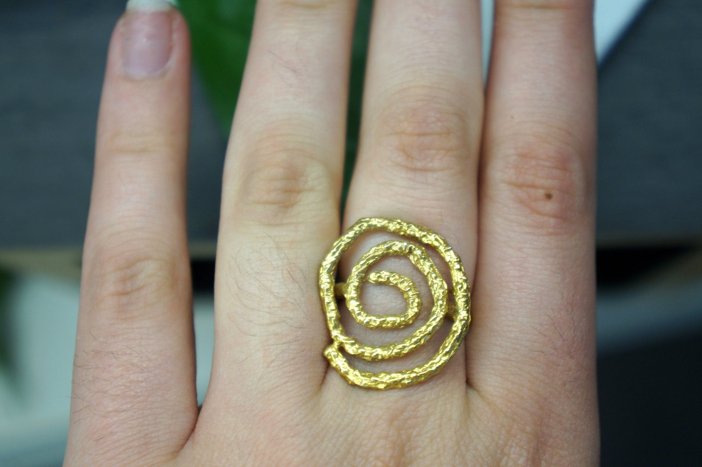 Pine Twig Sterling Silver Ring - Minimalist Nature Jewelry