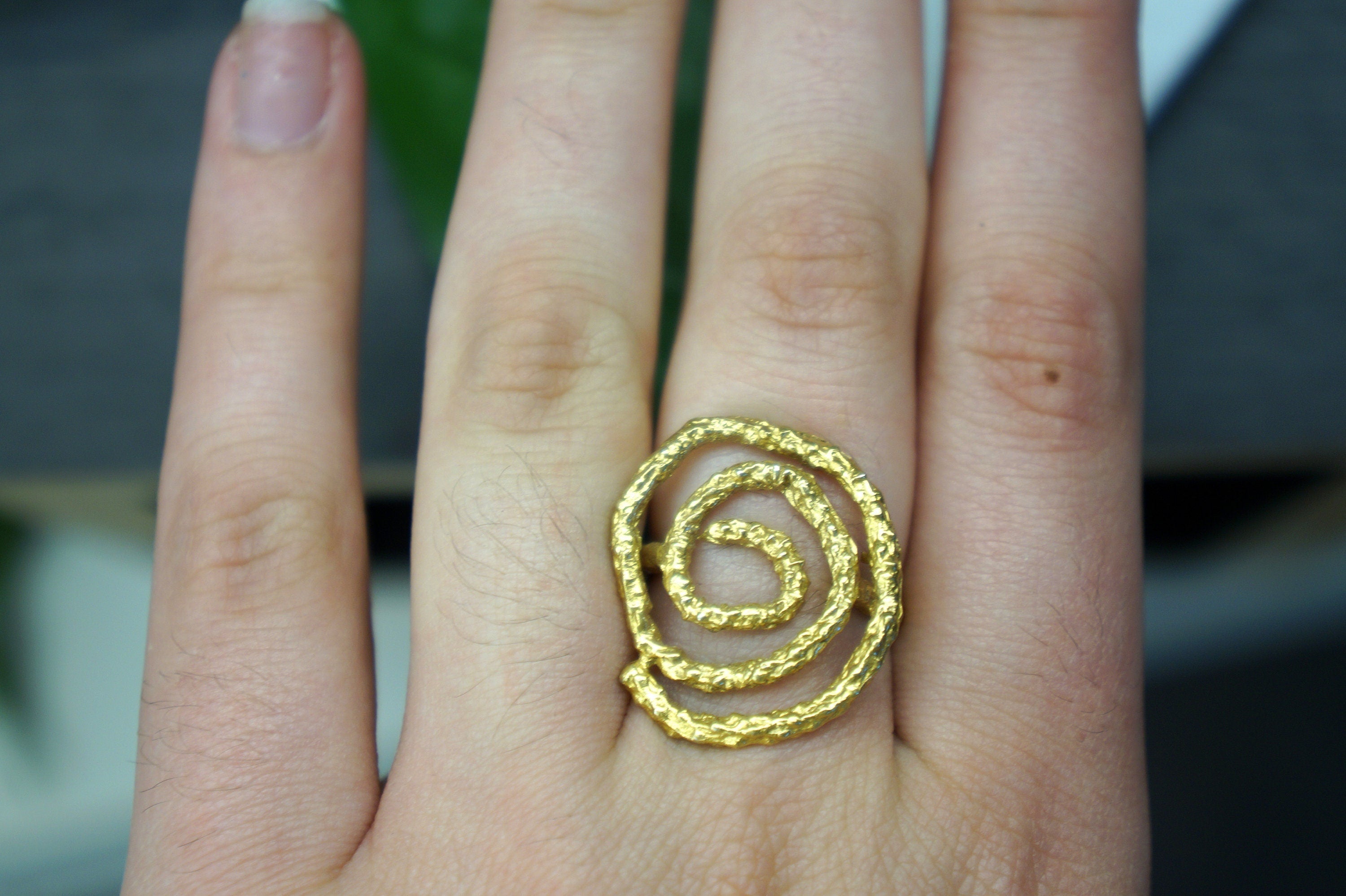 Pine Twig Sterling Silver Ring - Minimalist Nature Jewelry