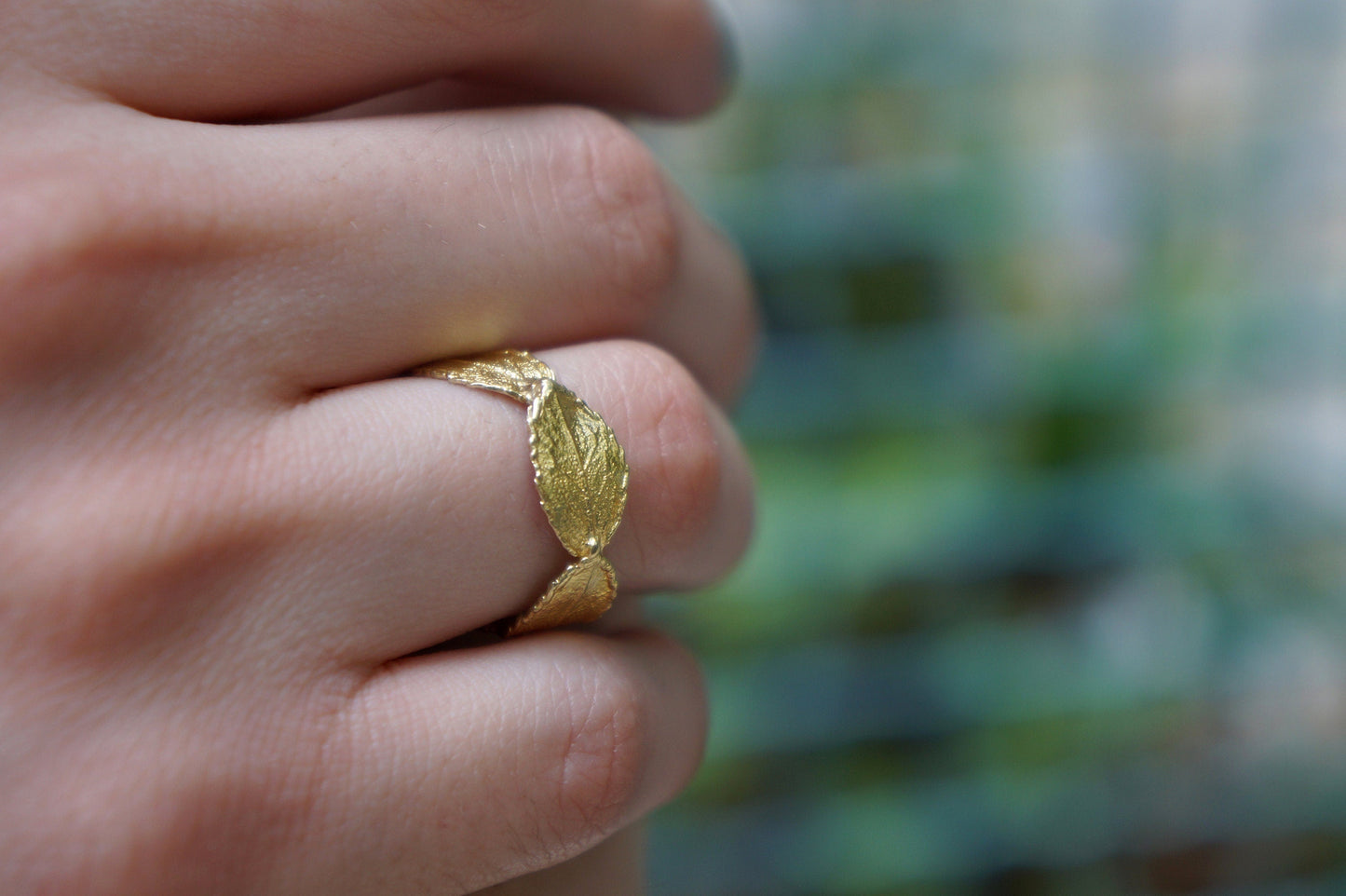 Leaf Ring: Nature Inspired Sterling Silver Jewelry (Gold Plated)