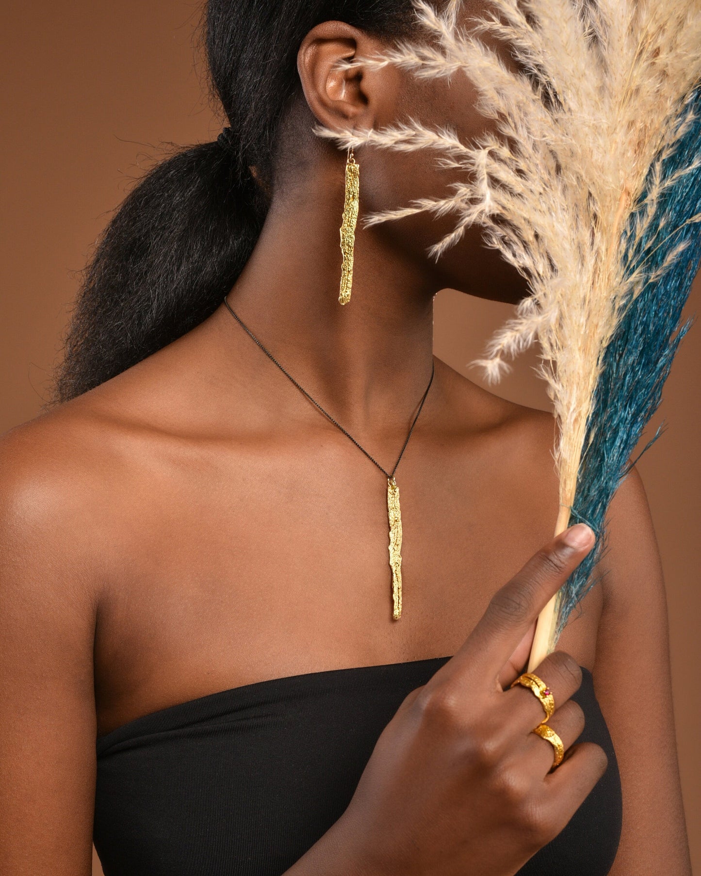 Tree Bark Earrings: Handmade Nature Jewelry (14k Gold on Silver)