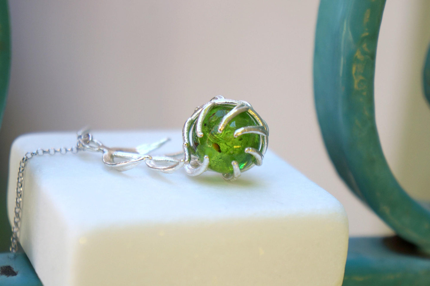 Pressed Leaf Necklace: Sterling Silver Araucaria - Botanical Jewelry