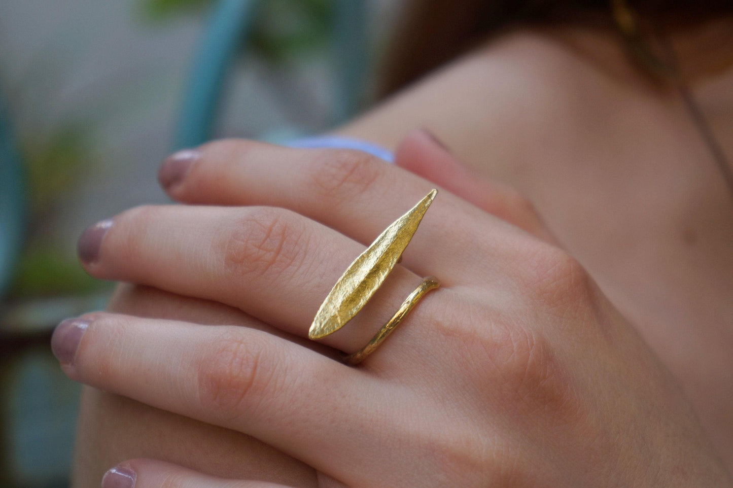Olive Leaf Ring: Adjustable Nature Jewelry (Recycled Sterling Silver)