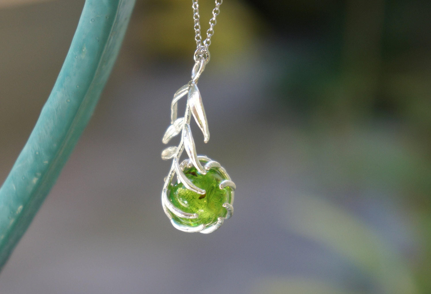 Pressed Leaf Necklace: Sterling Silver Araucaria - Botanical Jewelry