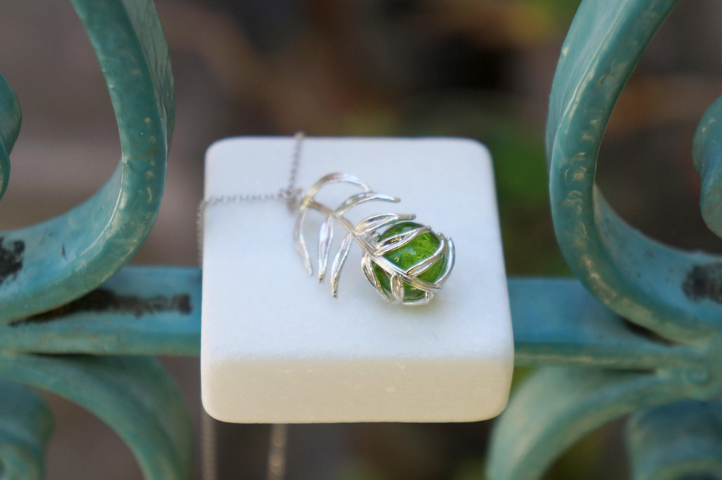 Pressed Leaf Necklace: Sterling Silver Araucaria - Botanical Jewelry