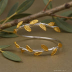 Olive Leaf Bracelet: Artisan Crafted Eco Jewelry (Silver, Gold Plated)