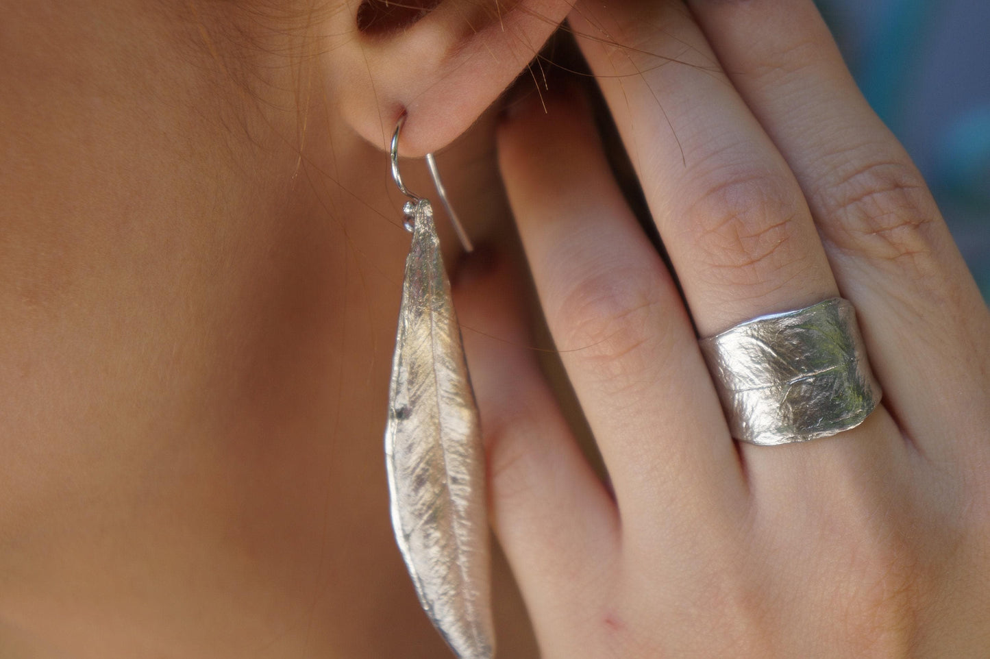 Real Olive Leaf Earrings: Nature Jewelry (Recycled Silver Dangles)