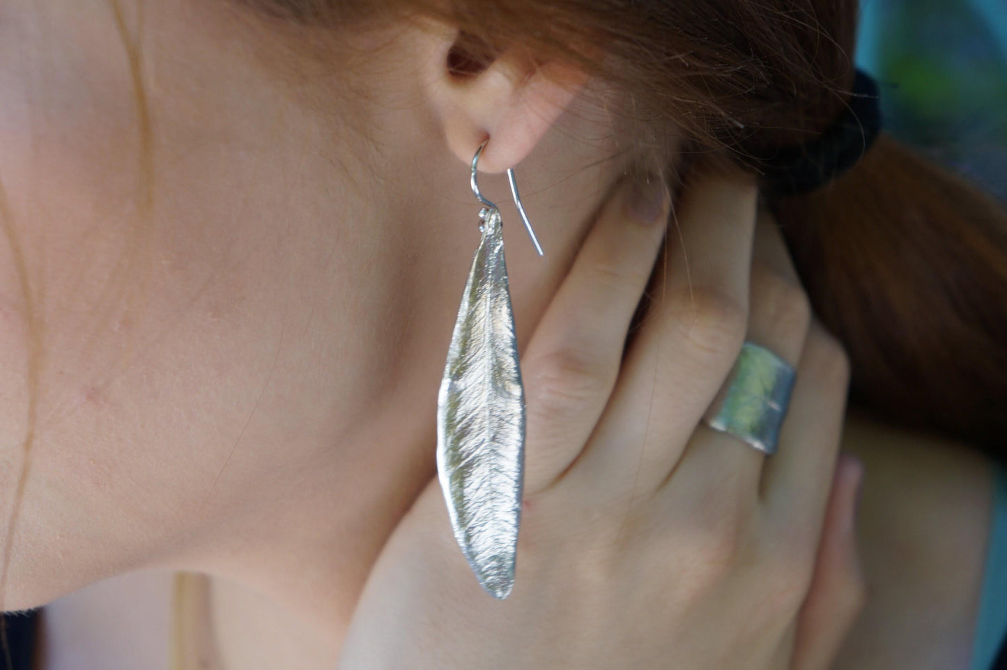 Real Olive Leaf Earrings: Nature Jewelry (Recycled Silver Dangles)