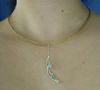 Jasmine Twig Necklace: Floral Nature Jewelry (Sky Blue Raw Murano)