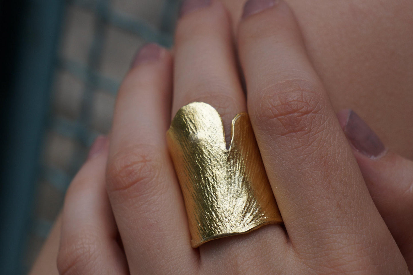 Ginkgo Leaf Ring: Nature Jewelry Collection (Gold Plated, Adjustable)