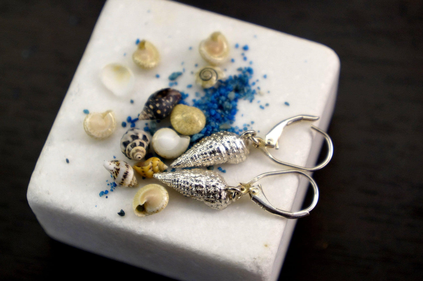 Sea Shell Earrings: Sterling Silver - Handmade Beach Jewelry