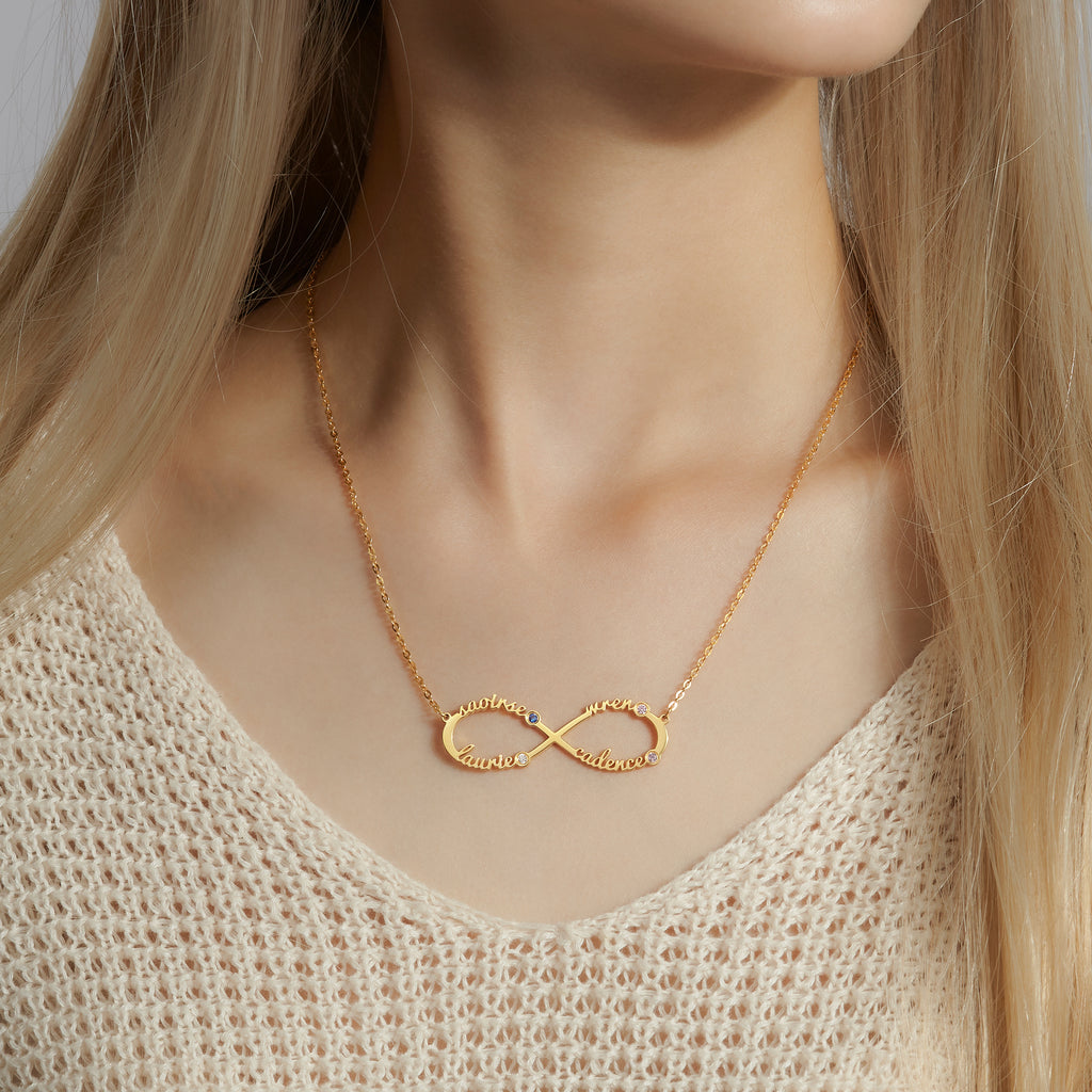 Personalized Infinity Necklace, Mother Necklace with Kids Names