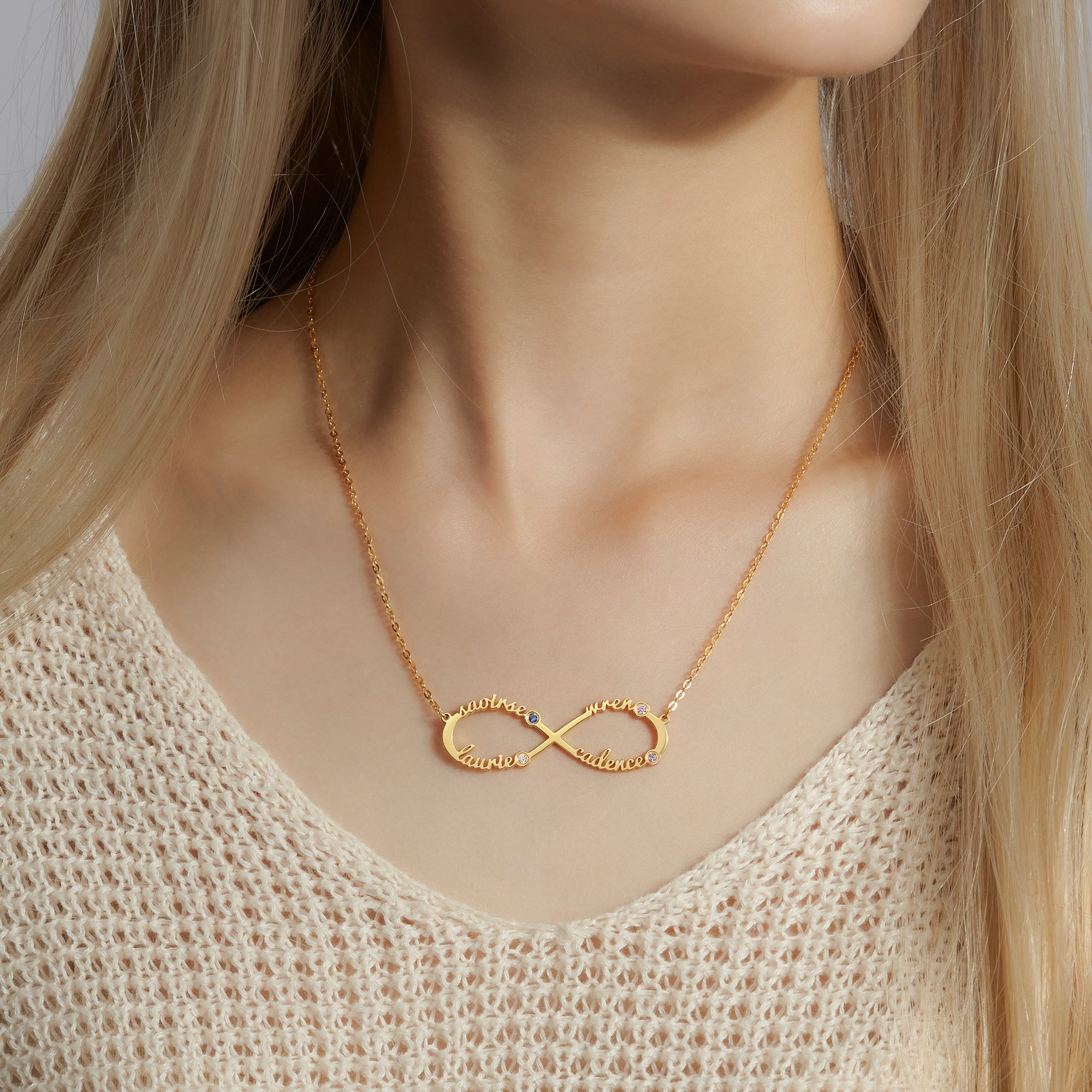 Personalized Infinity Necklace, Mother Necklace with Kids Names