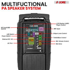 5Core 10 inch PA Portable Bluetooth Party Speaker Karaoke Boombox + 2