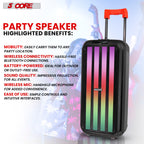 5Core Bluetooth Party Speaker 8 inch PA RGB Partybox Karaoke Machine +